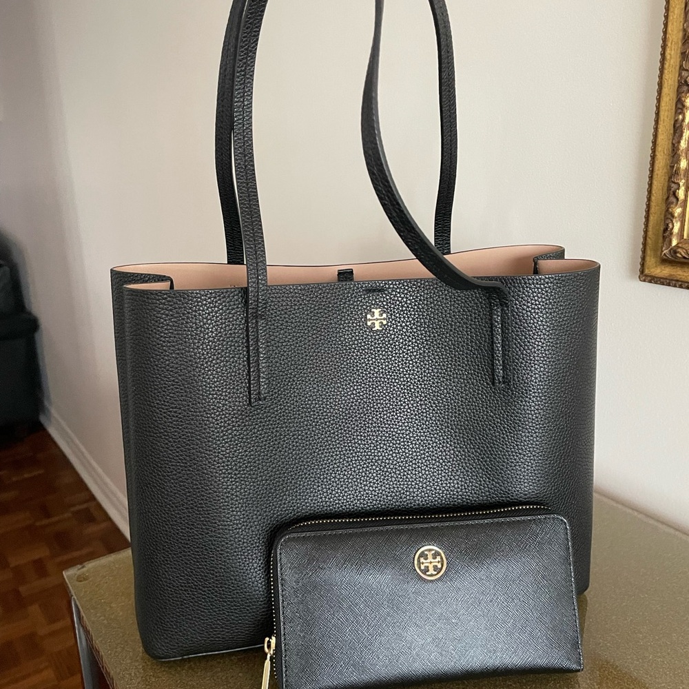 Tori Burch Leather Tote and Wallet